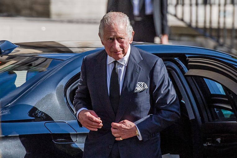 BELFAST, NORTHERN IRELAND - SEPTEMBER 13: King Charles III departs St Anne's Cathedral after attendi...