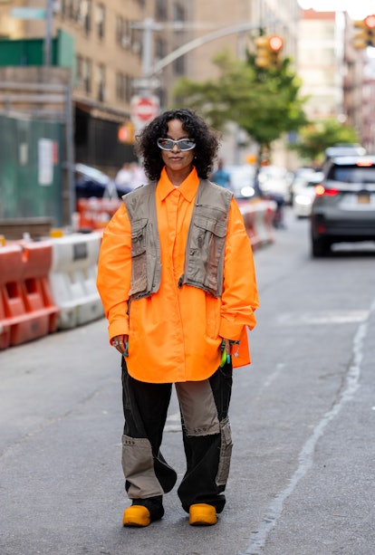 orange outfit NYFW street style