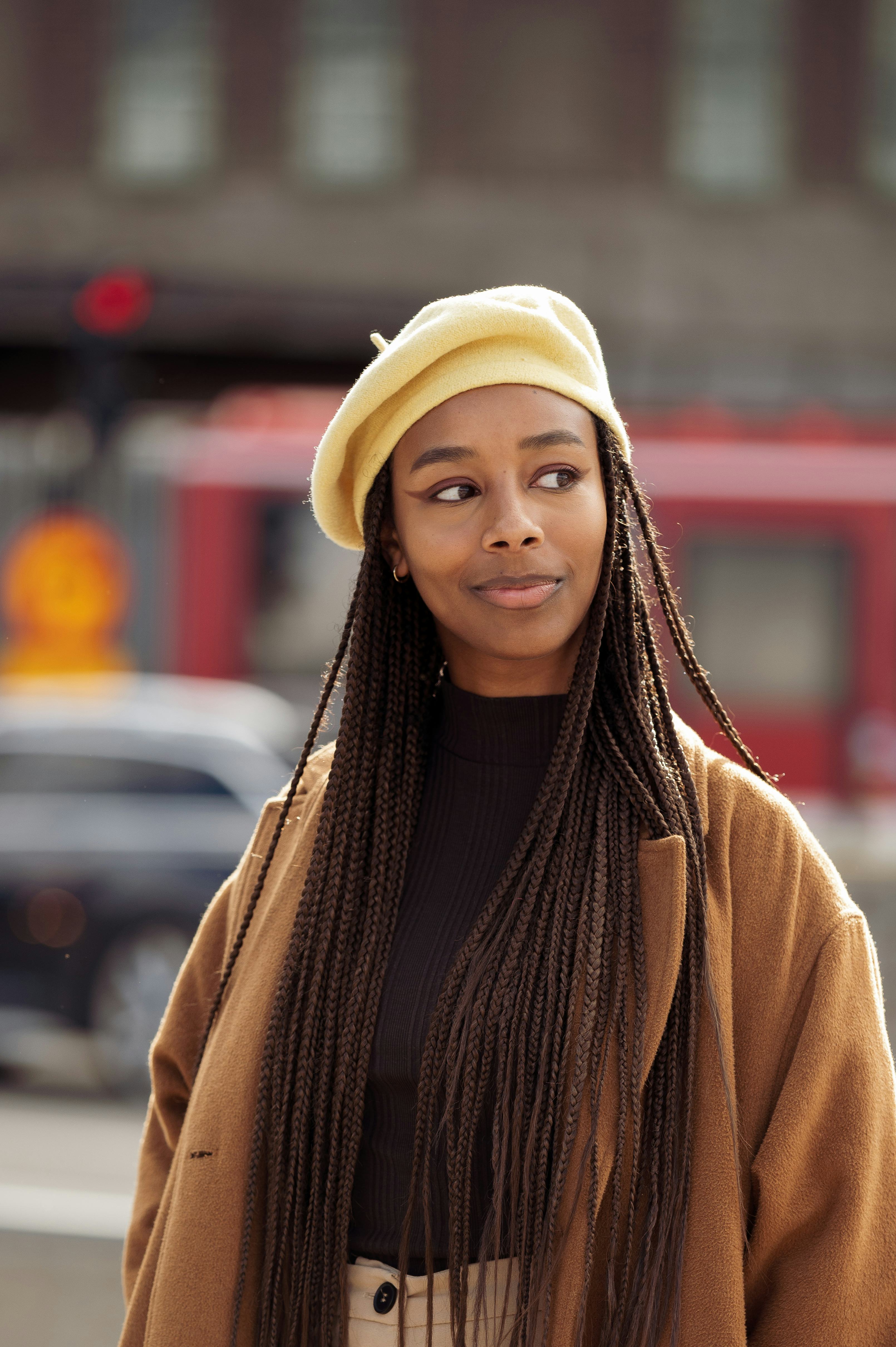 beret on braids