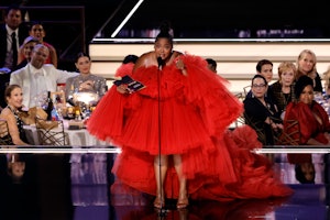 LOS ANGELES, CALIFORNIA - SEPTEMBER 12: Lizzo speaks onstage during the 74th Primetime Emmys at Micr...