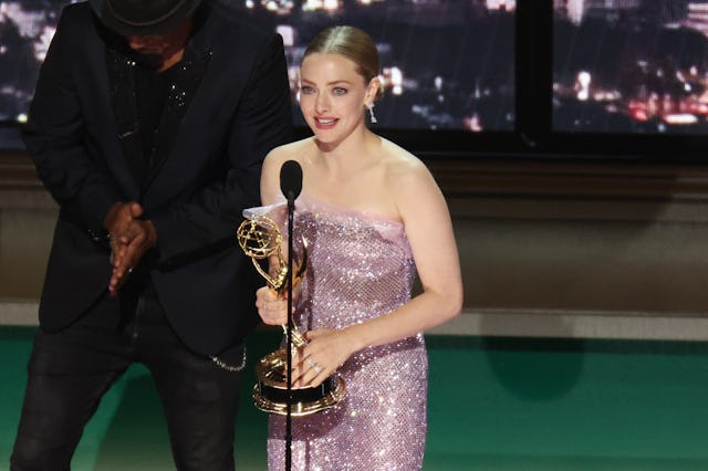 Amanda Seyfried accepts the Outstanding Lead Actress in a Limited or Anthology Series or Movie award...