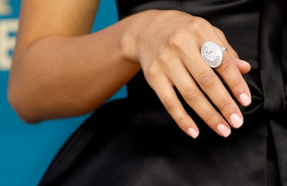Zendaya, ring and manicure detail,