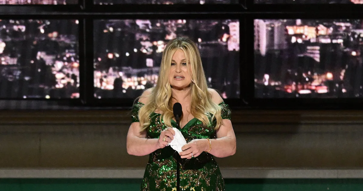 White Lotus Star Jennifer Coolidge Looks Chic In A Pale Blue Knit Dress Press Conference White Lotus Star Jennifer Coolidge Looks Chic In A Pale Blue Knit Dress Press Conference
