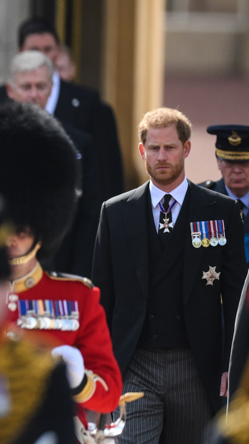 King Charles III, Prince William, Prince of Wales and Prince Harry, Duke of Sussex attended Queen El...