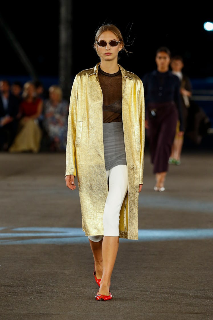 NEW-YORK, USA - SEPTEMBER 13: A model walks the runway during the Tory Burch Ready to Wear Spring/Su...