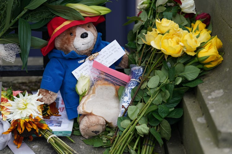 EDINBURGH, SCOTLAND - SEPTEMBER 12: A toy Paddington Bear and a marmalade sandwich, a nod to the Que...