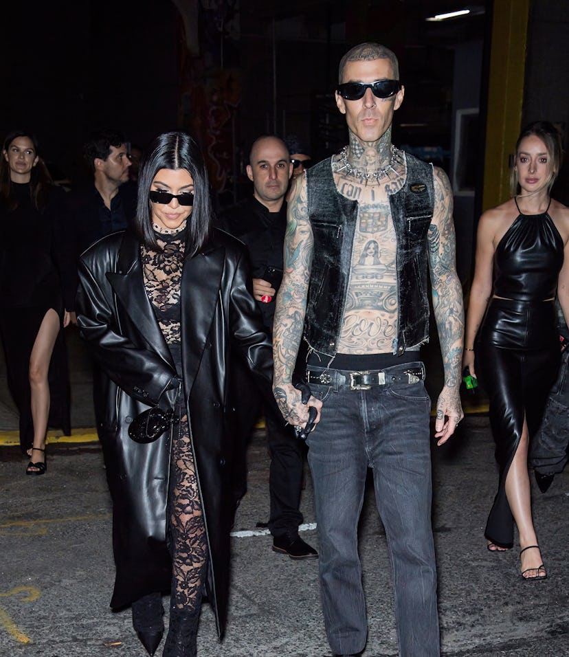 NEW YORK, NEW YORK - SEPTEMBER 13: Kourtney Kardashian and Travis Barker are seen arriving to the Bo...