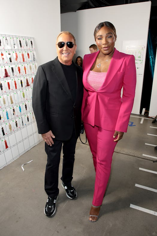 Michael Kors and Serena Williams pose backstage during the Michael Kors Collection Spring/Summer 202...