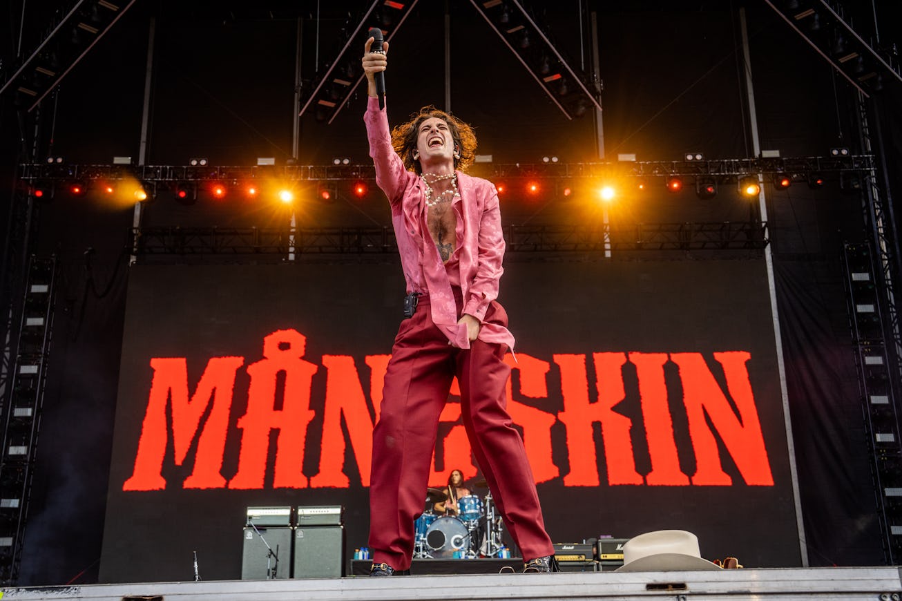 Damiano David of Måneskin performs during day 4 of Lollapalooza on July 31, 2022