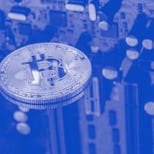 Studio shot, Istanbul, Turkey, 12/13/2021; Cryptocurrency symbol / Data Blockchain online trading co...