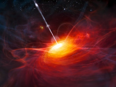 Artists concept of Quasars. Quasars are bright, energetic regions around giant, active black holes i...