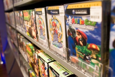 Nintendo GameCube software on display during the grand opening of Nintendo World in Rockefeller Cent...