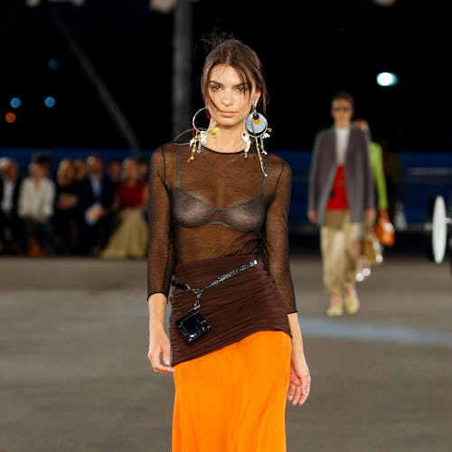 Emily Ratajkowski walks the runway during the Tory Burch Ready to Wear Spring/Summer 2023 fashion sh...