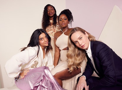 Iman Vellani, Nia DaCosta, Teyonah Parris, and Brie Larson at the D23 Expo