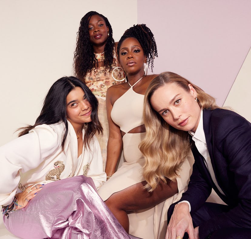 Iman Vellani, Nia DaCosta, Teyonah Parris, and Brie Larson at the D23 Expo