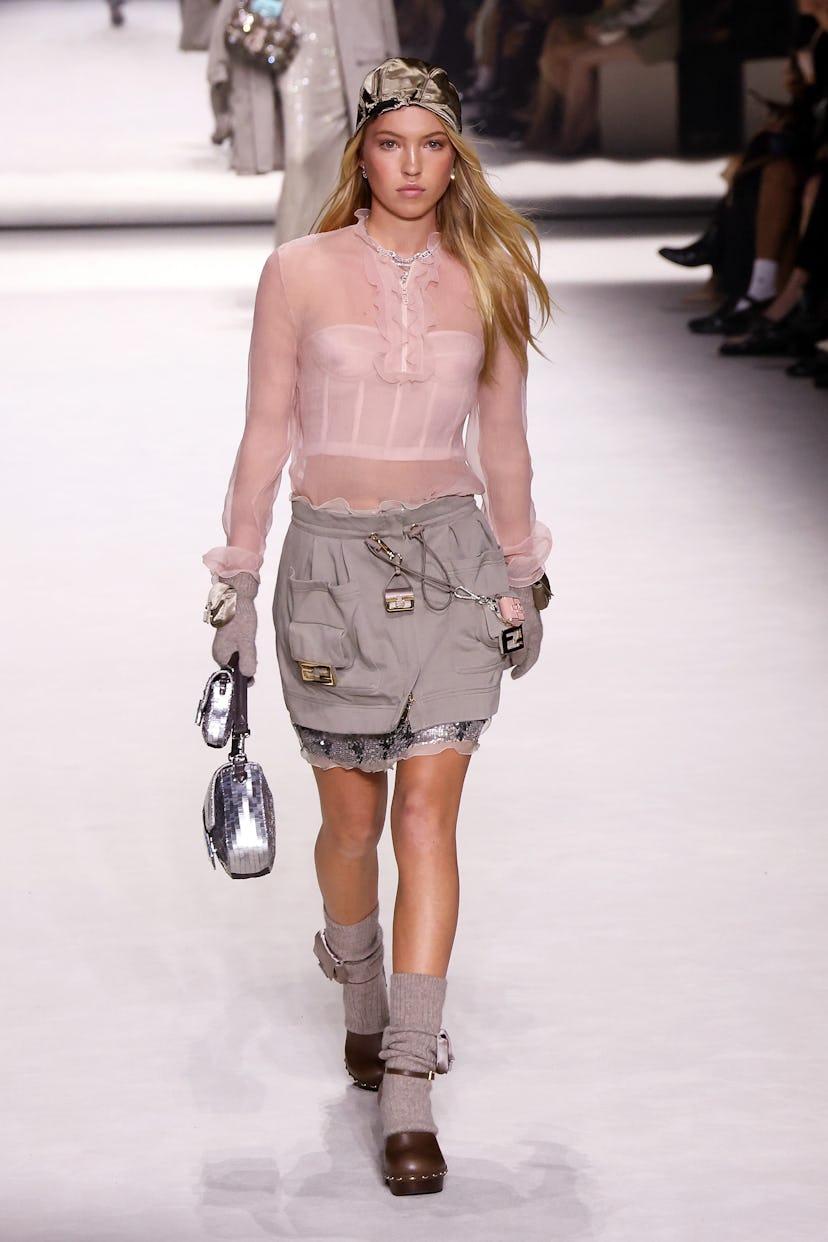  Lila Moss walks the runway during the Fendi 25th Anniversary Celebration of the Baguette at New Yor...