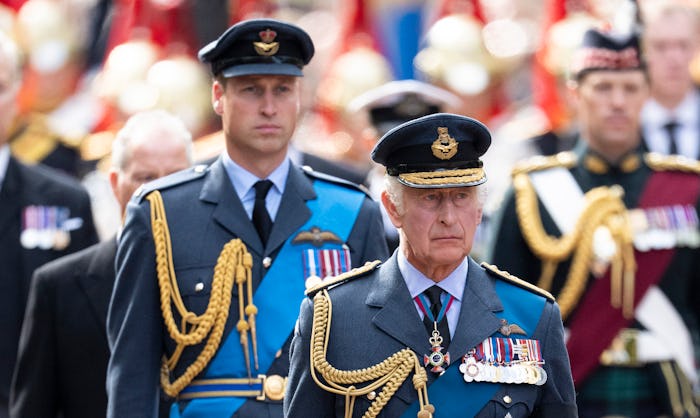 LONDON, ENGLAND - SEPTEMBER 14: King Charles III and Prince William, Prince of Wales during the proc...