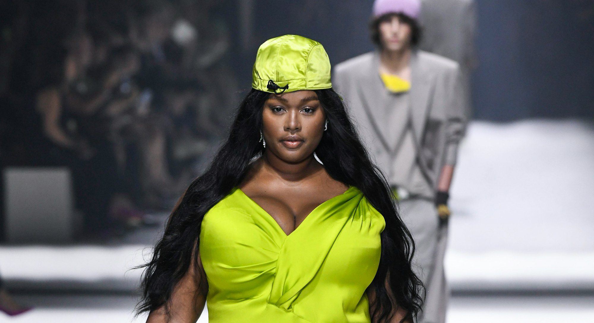 NEW-YORK, USA - SEPTEMBER 09: Precious Lee walks the runway during the Fendi Ready to Wear Spring/Su...