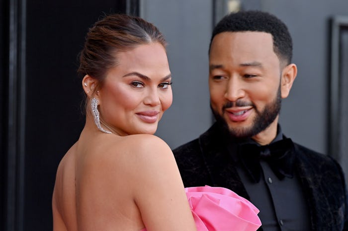 LAS VEGAS, NEVADA - APRIL 03: Chrissy Teigen and John Legend attends the 64th Annual GRAMMY Awards a...