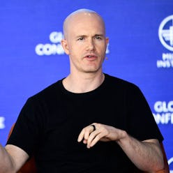 Brian Armstrong, CEO and Co-Founder, Coinbase, speaks during the Milken Institute Global Conference ...