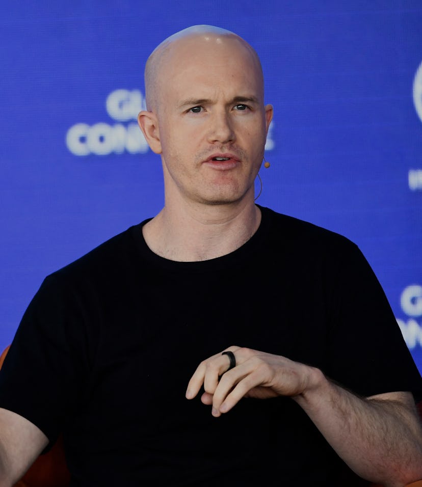 Brian Armstrong, CEO and Co-Founder, Coinbase, speaks during the Milken Institute Global Conference ...