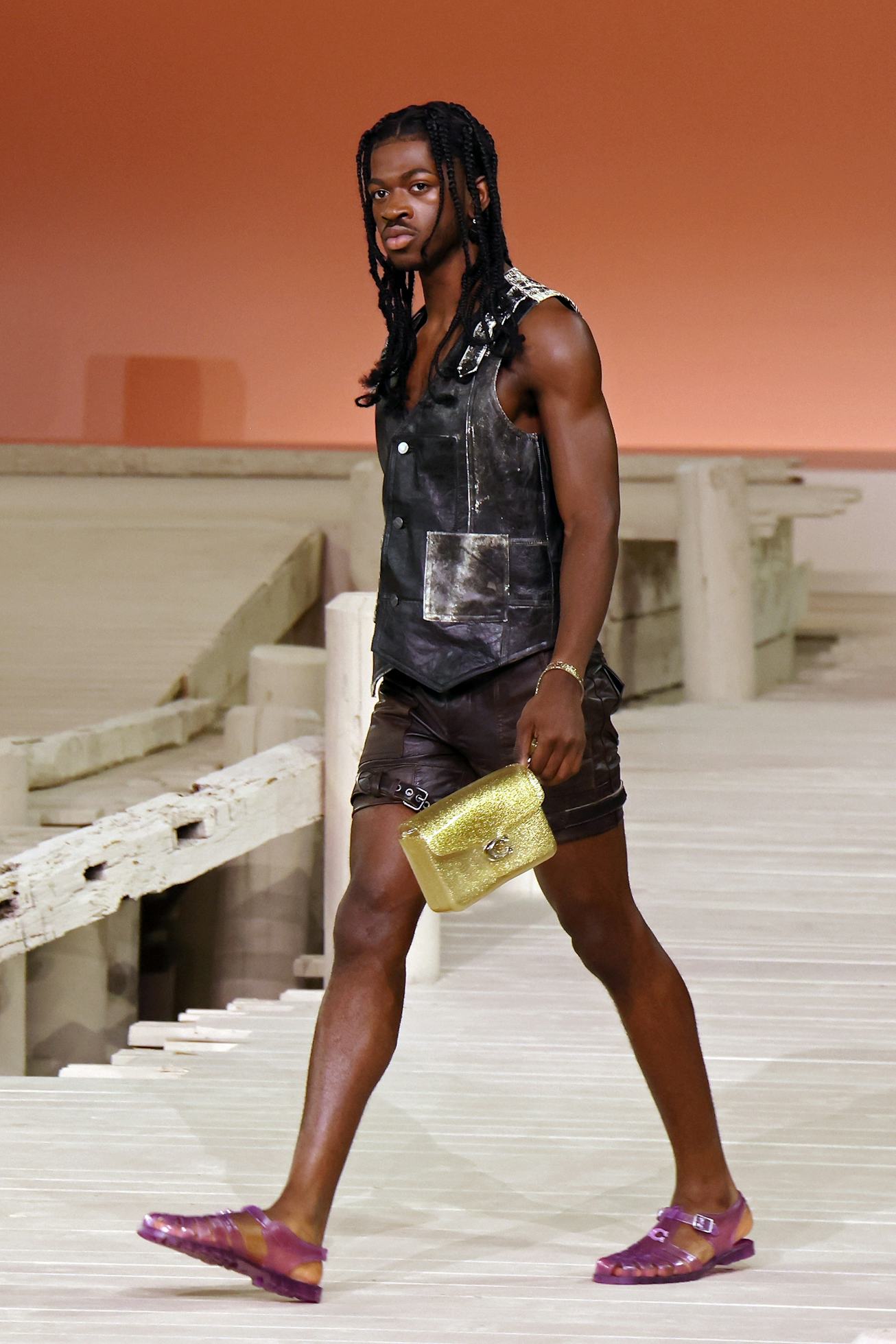 NEW YORK, NEW YORK - SEPTEMBER 12: Lil Nas X walks the runway at the Coach S/S 2023 Fashion Show dur...
