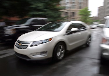 The Chevy Volt, Chevrolet's electric car, is seen in the financial district today, June 1, 2011. Sta...