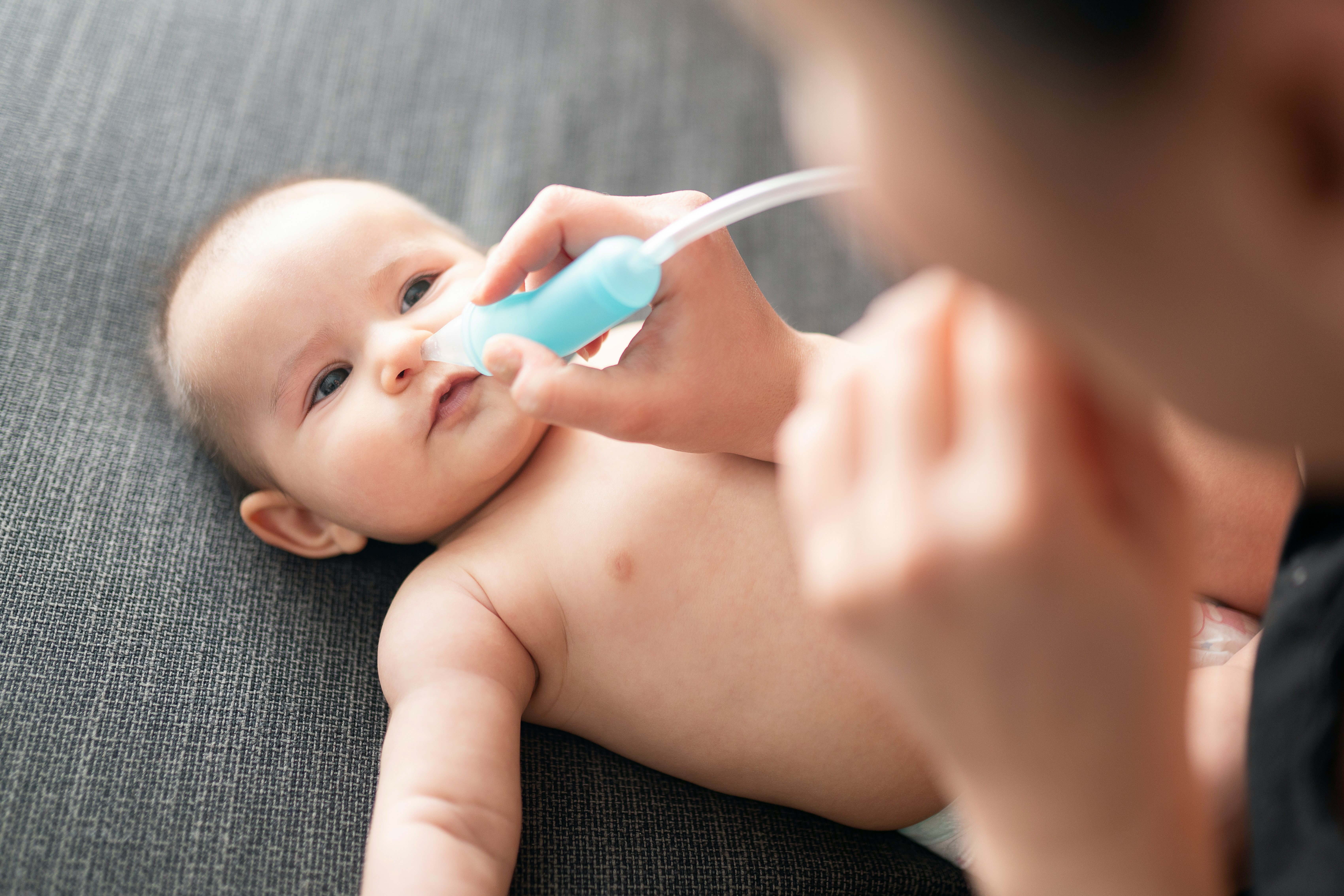 How to get snot out of baby nose on sale without syringe