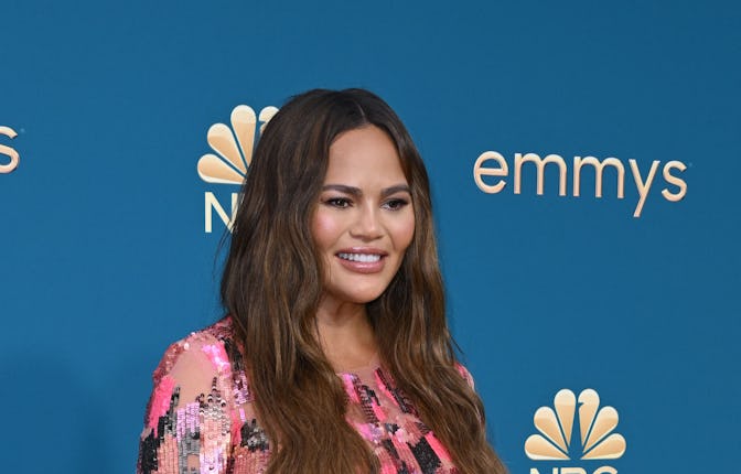 Chrissy Teigen arrives for the 74th Emmy Awards at the Microsoft Theater in Los Angeles, California,...