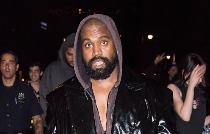 NEW YORK, NEW YORK - SEPTEMBER 12: Kanye West is seen leaving the VOGUE World: New York during Septe...