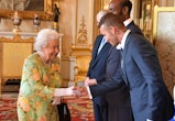 David Beckham lined up to pay his respects to the Queen.