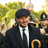 English former football player David Beckham leaves Westminster Hall