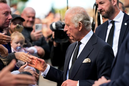 CARDIFF, WALES - SEPTEMBER 16: Britain's King Charles III meets the local community after a Service ...
