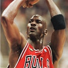Michael Jordan of the Chicago Bulls takes a shot against the Utah Jazz 14 June during game six of th...
