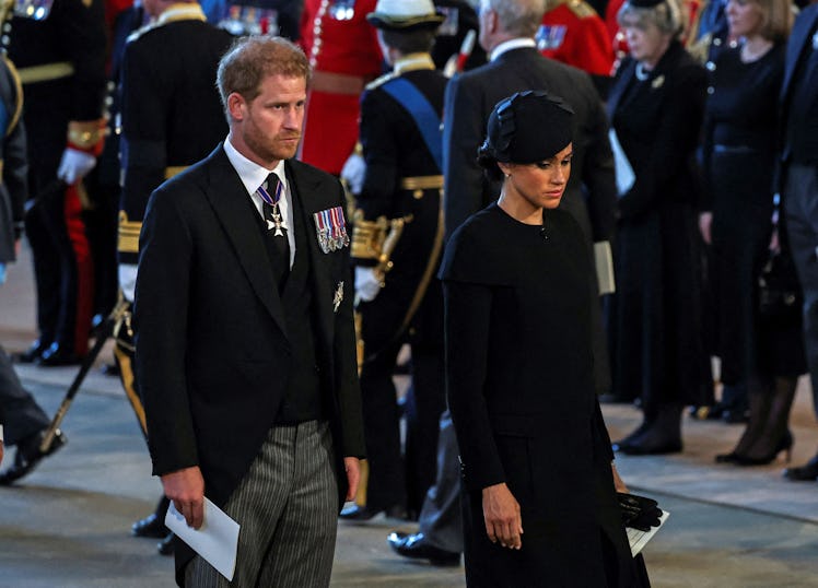 Prince Harry and Meghan Markle reportedly won't be at pre-funeral reception.
