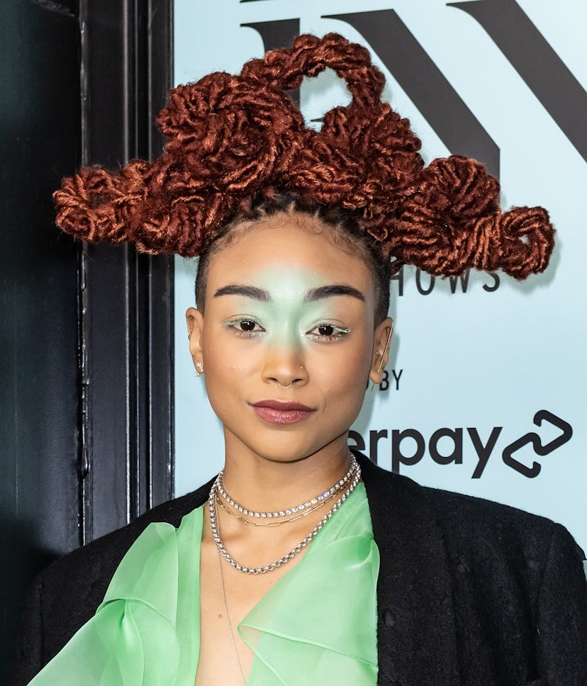 Tati Gabrielle wore red twists at the Prabal Gurung Show during New York Fashion Week at Spring Stud...