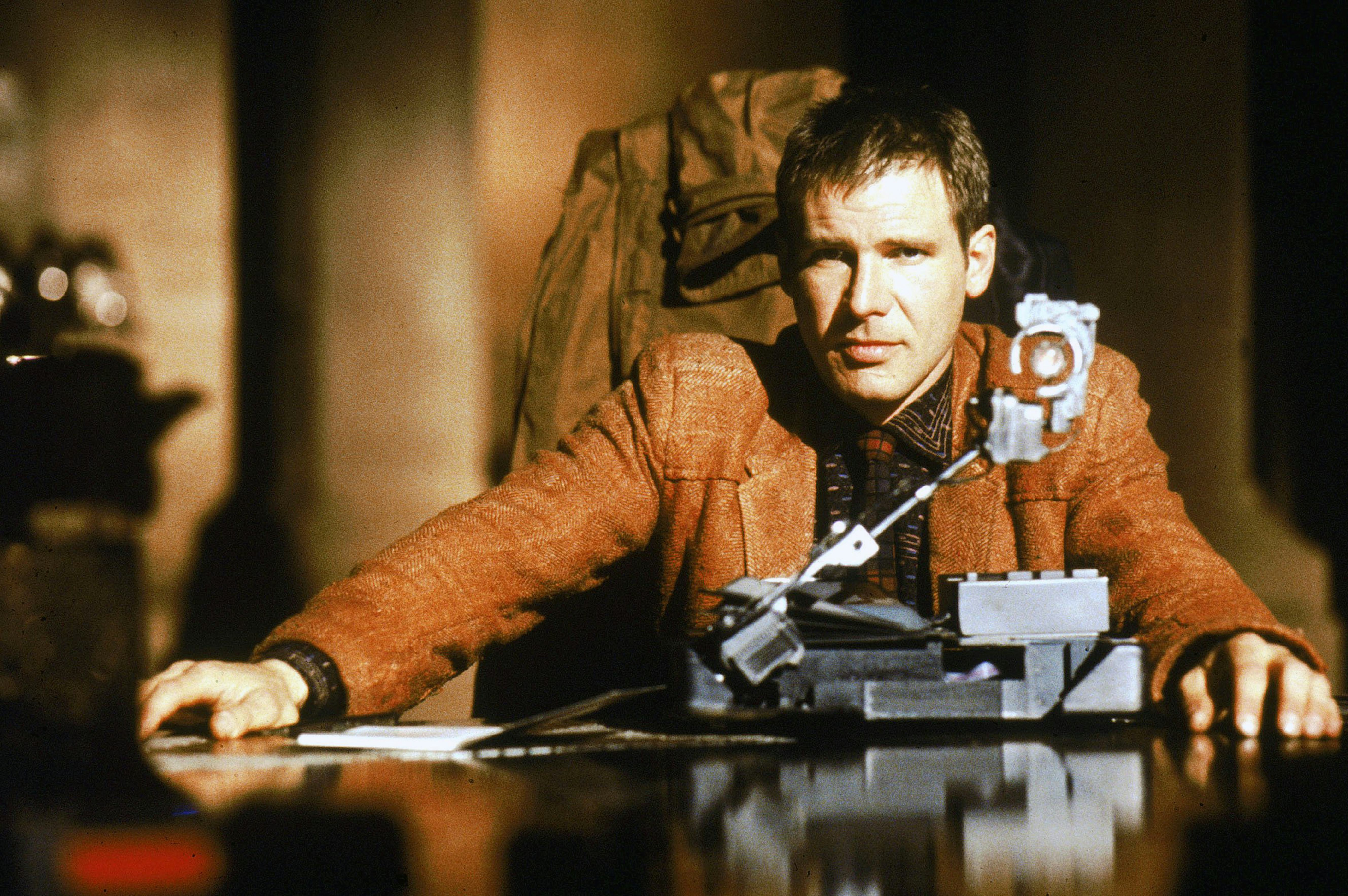 Harrison Ford on the set of "Blade Runner", directed by Ridley Scott. (Photo by Sunset Boulevard/Cor...