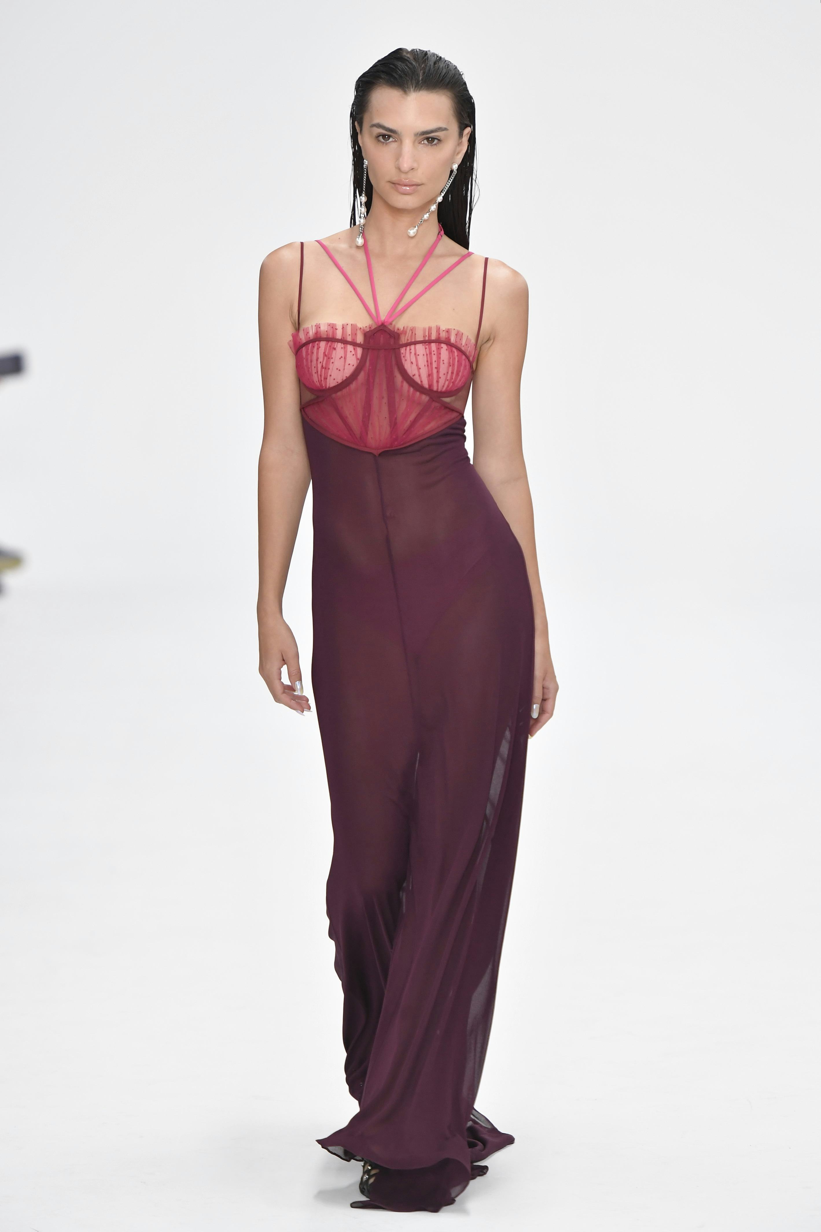 Emily Ratajkowski walked at Nensi Dojaka Spring/Summer 2023 fashion show as part of the London Fashi...