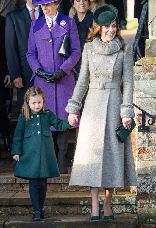 KING'S LYNN, ENGLAND - DECEMBER 25: Catherine, Duchess of Cambridge and Princess Charlotte of Cambri...