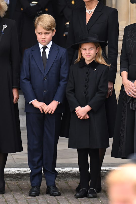 LONDON, ENGLAND - SEPTEMBER 19: Prince George of Wales and Princess Charlotte of Wales during the St...