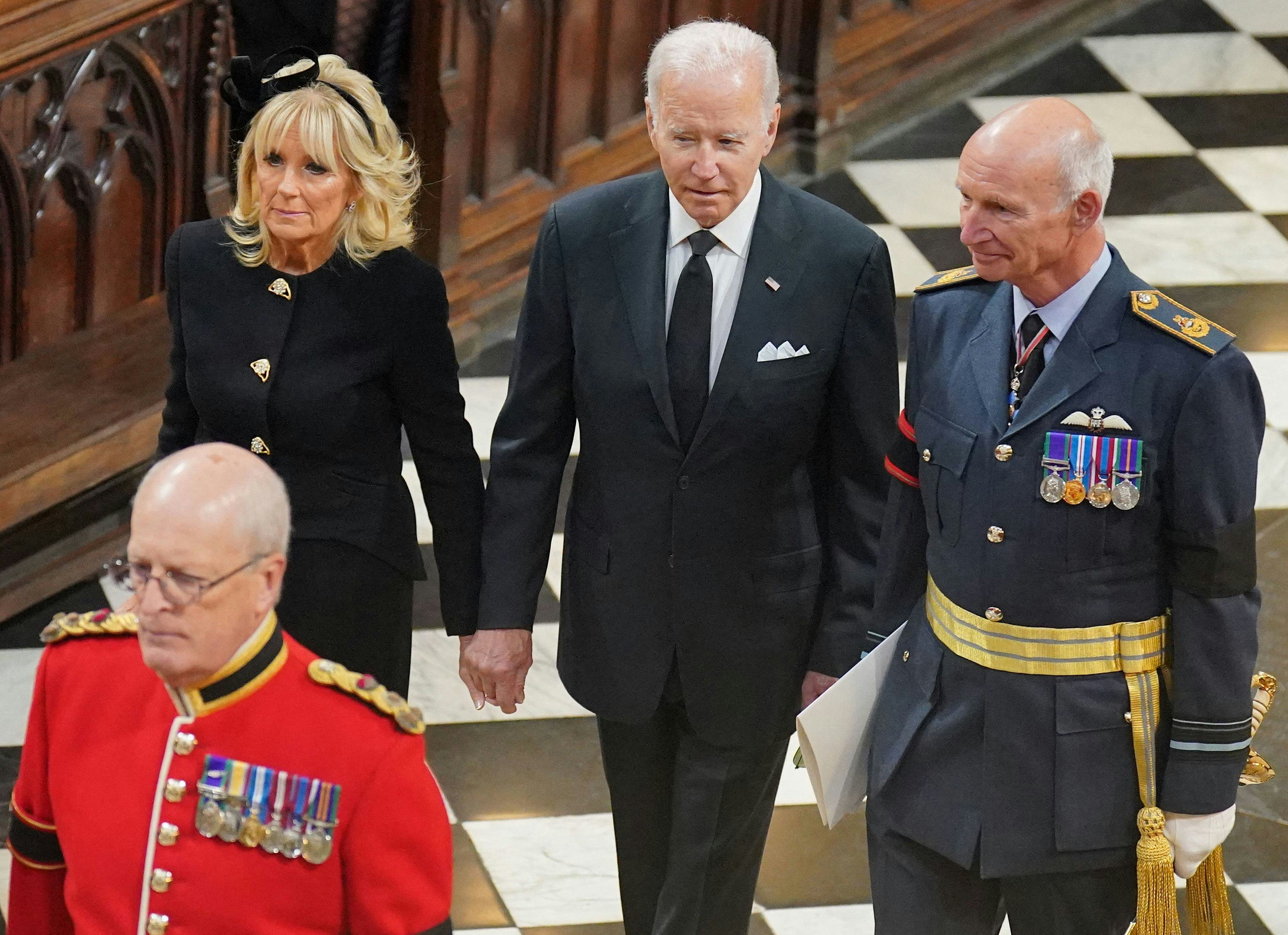Joe Biden and first lady Jill Biden at the funeral of Queen Elizabeth II