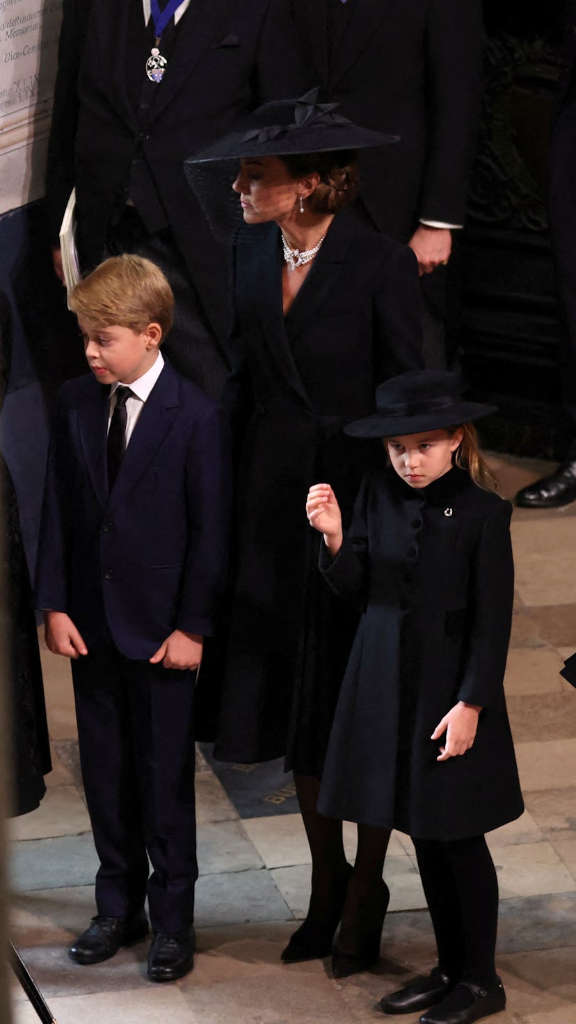 LONDON, ENGLAND - SEPTEMBER 19: King Charles III and Camilla, Queen Consort, Catherine, Princess of ...