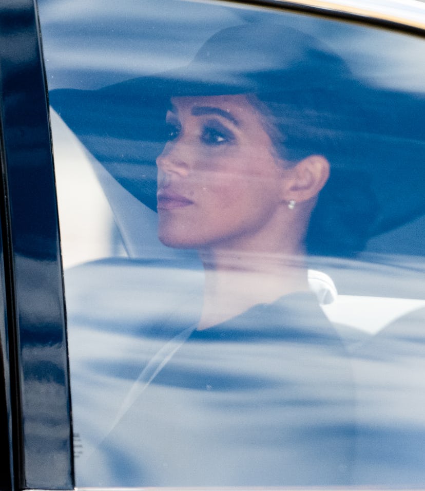 LONDON, ENGLAND - SEPTEMBER 19: Meghan, Duchess of Sussex during the State Funeral of Queen Elizabet...