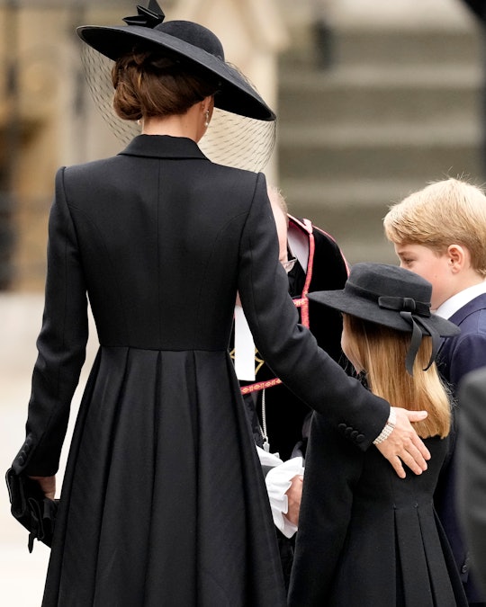 Princess Kate and her daughter Princess Charlotte, 7, wear matching dresses to the Queen's funeral.