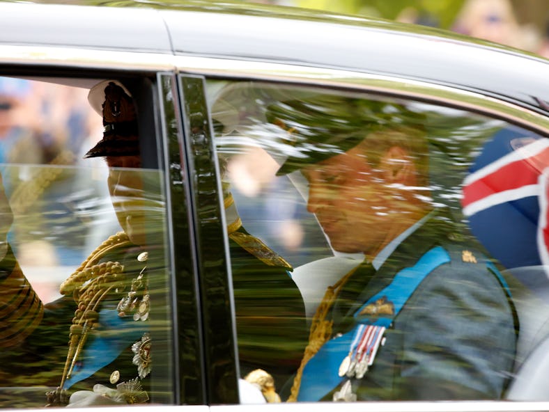 King Charles III and Prince William, Prince of Wales at Queen Elizabeth II's funeral
