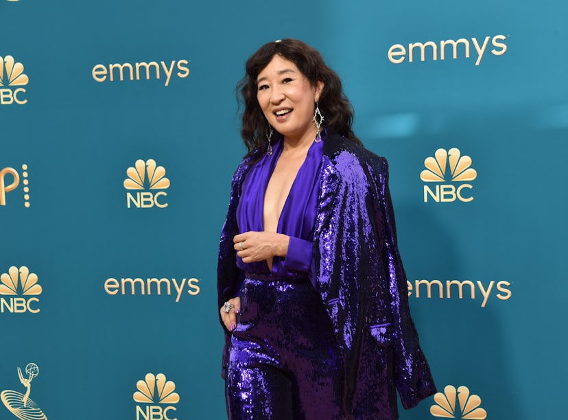 Actress Sandra Oh arrives for the 74th Emmy Awards at the Microsoft Theater in Los Angeles, Californ...