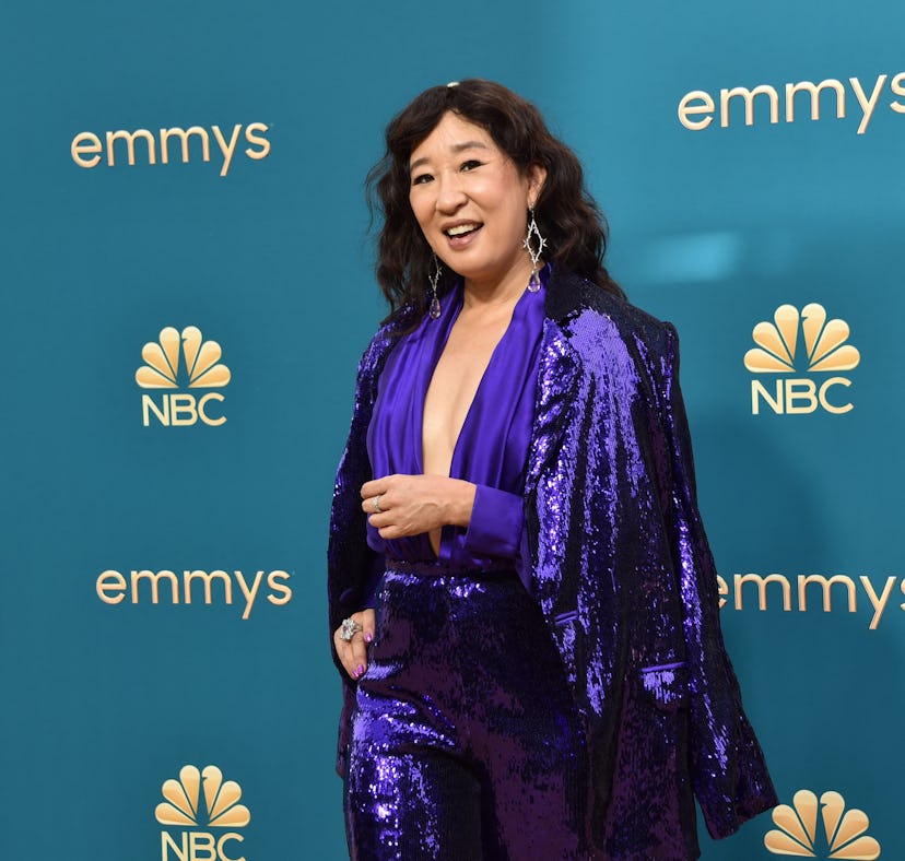 Actress Sandra Oh arrives for the 74th Emmy Awards at the Microsoft Theater in Los Angeles, Californ...