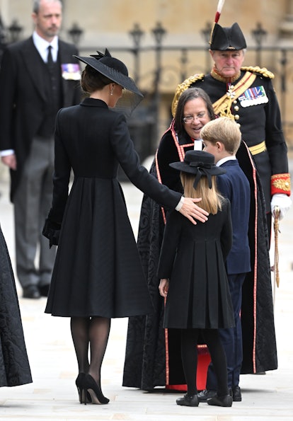 Princess Charlotte, 7, looks like her mom Princess Kate’s mini-me in matching black coat dresses at ...