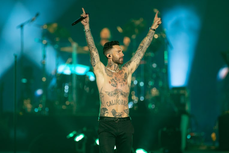 TEL AVIV, ISRAEL - MAY 09: Adam Levine performs during the Maroon 5 Performance at Hayarkon Park on ...