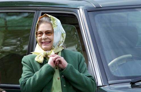 WINDSOR, UNITED KINGDOM - MAY 17: Queen Elizabeth II Relaxed And Laughing In Headscarf And Casual C...